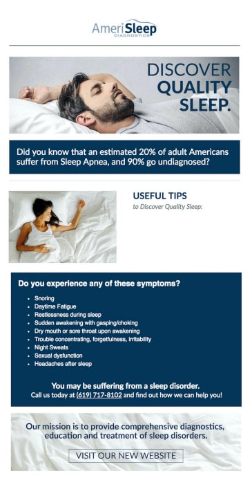 AmeriSleep Diagnostics newsletter preview