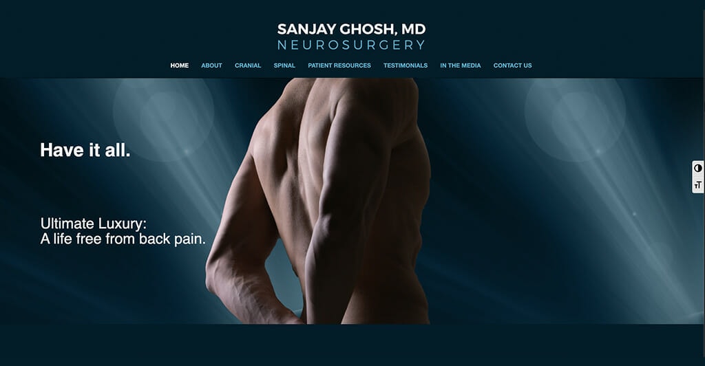 Screenshot of Dr. Sanjay Ghosh neurosurgery website