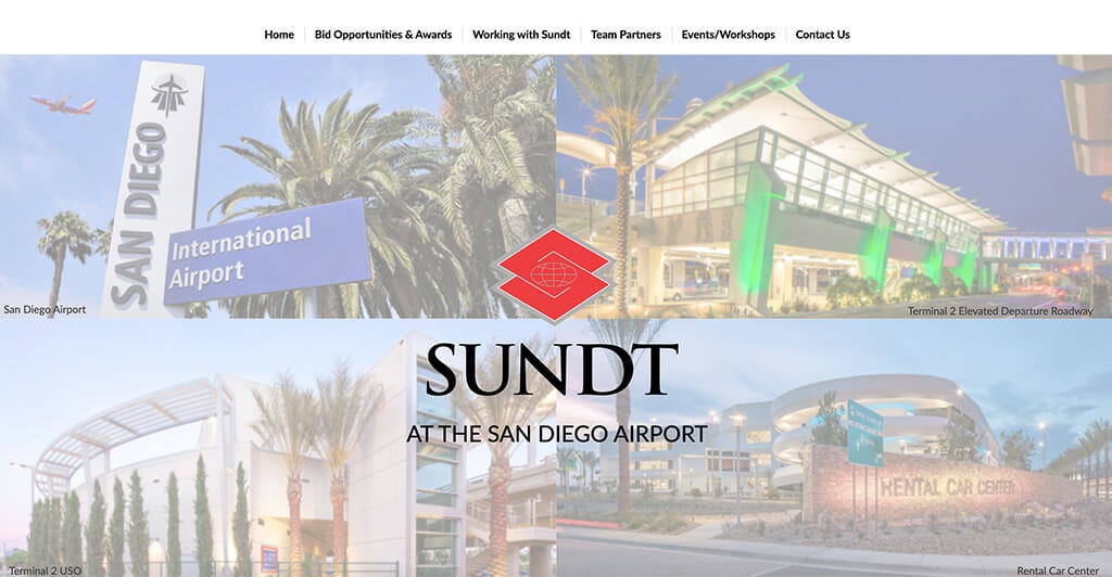 Screenshot of Sundt Construction website for airport projects